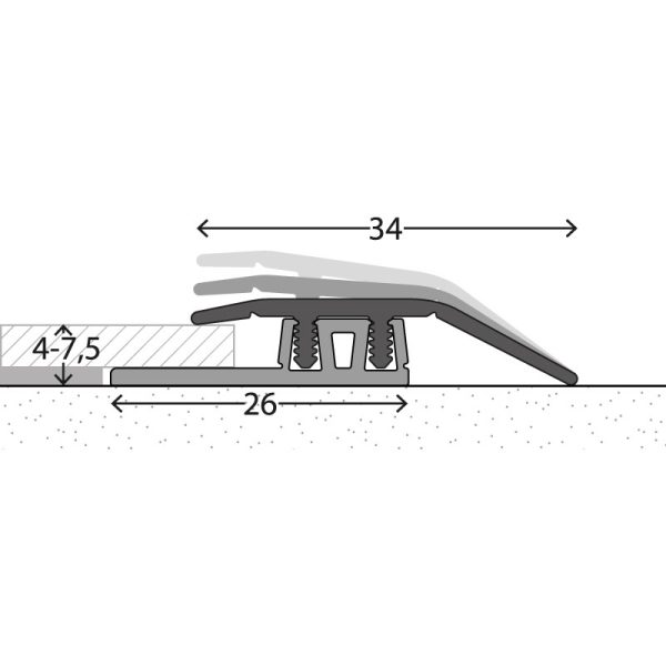 Aanpassingprofiel (N) PVC 34mm Zilver 4-75mm – 270 cm (nr. 323)