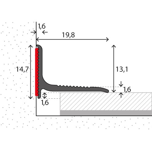 Kozijn/Wandaansluitprofiel (N) Edelstaal-Mat 20x13 – 250 cm (nr. 290)