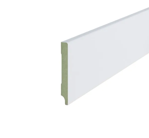Gladde plint 70x12 mm – MDF wit voorgelakt (RAL 9010)