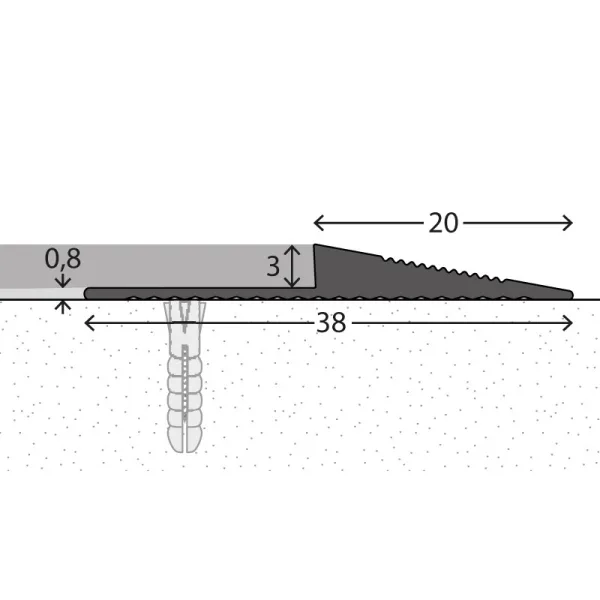 Opritprofiel (N) 169 38x4mm Edelstaal-Mat – 250 cm (nr. 169)