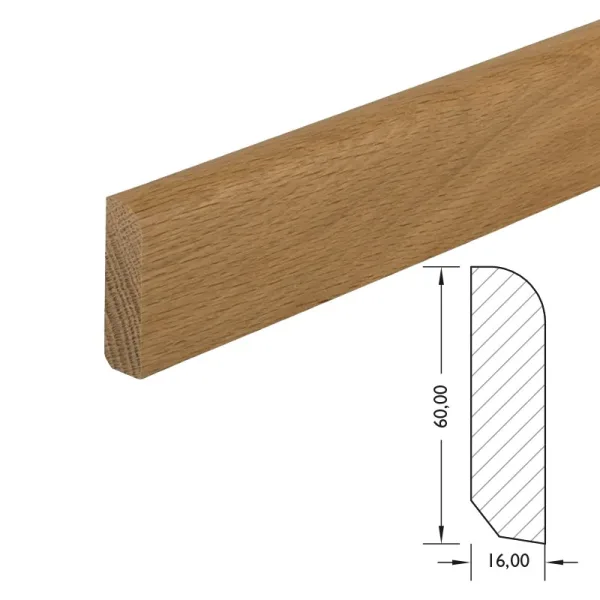 Massieve plint 60x16 mm – eiken