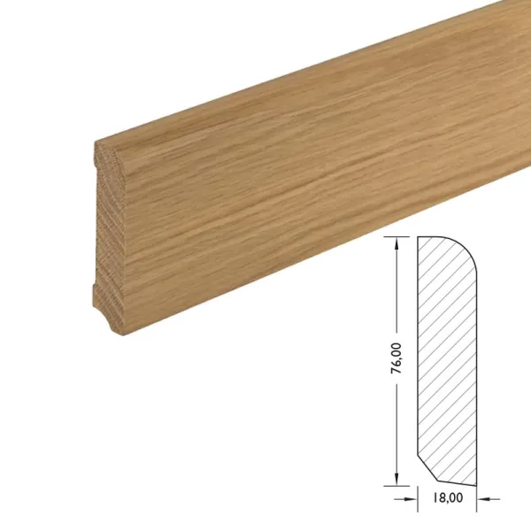 Massieve plint 76x18 mm – eiken