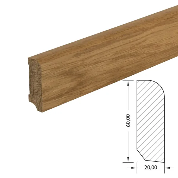Massieve plint 60x20 mm – eiken