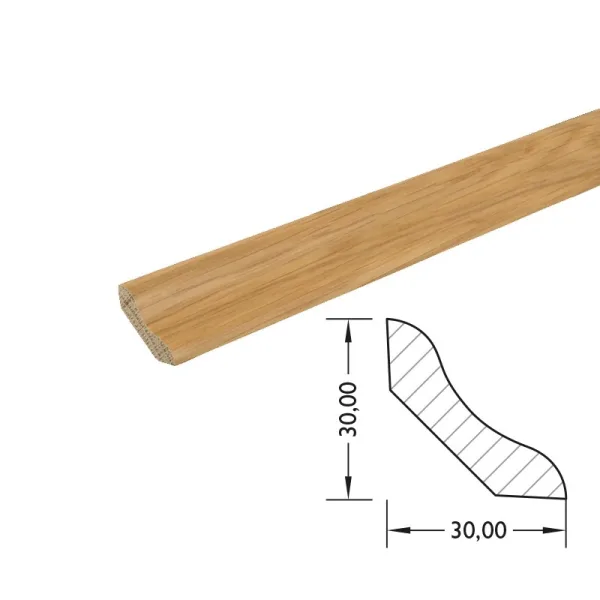 Massieve plint 30x30 mm – eiken