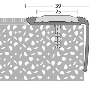 Trapkant Zilver Lang 39×27 zonder inleg – 250 cm (nr. 191) kopen bij Woningstoffering Totaal