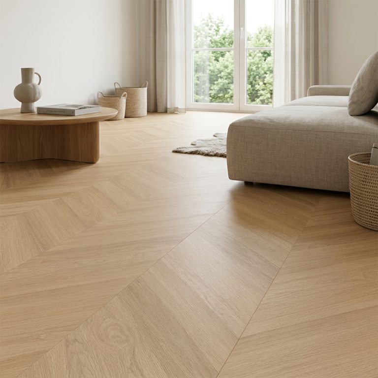 Interieur met Artix Chevron Fresh Oak