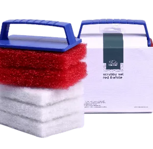 Rubio Monocoat Scrubby Set rood/wit met handgreep